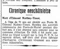 Chronique neuchâteloise Edmond Mathey-Tissot,L'Impartial, 21 Oktober 1921.jpg